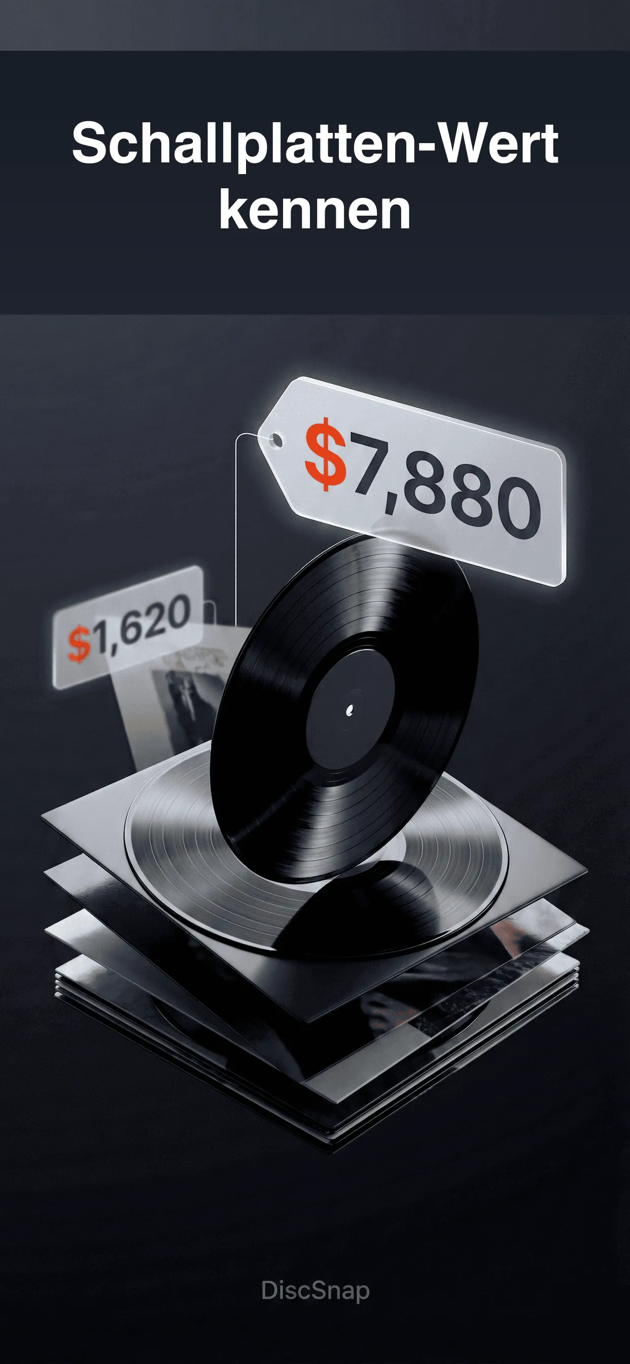 DiscSnap App-Oberfläche zum Scannen von Schallplatten-Covern